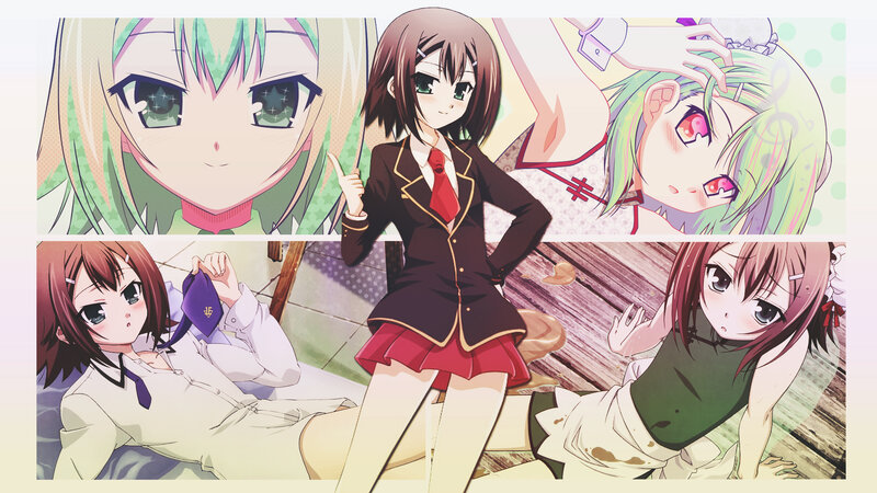 Anime Girls in School Uniforms — Brown, Playful, School Uniform