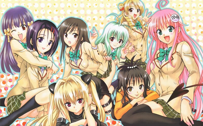 Anime Girls in School Uniforms — Pink, Cheerful, Manga