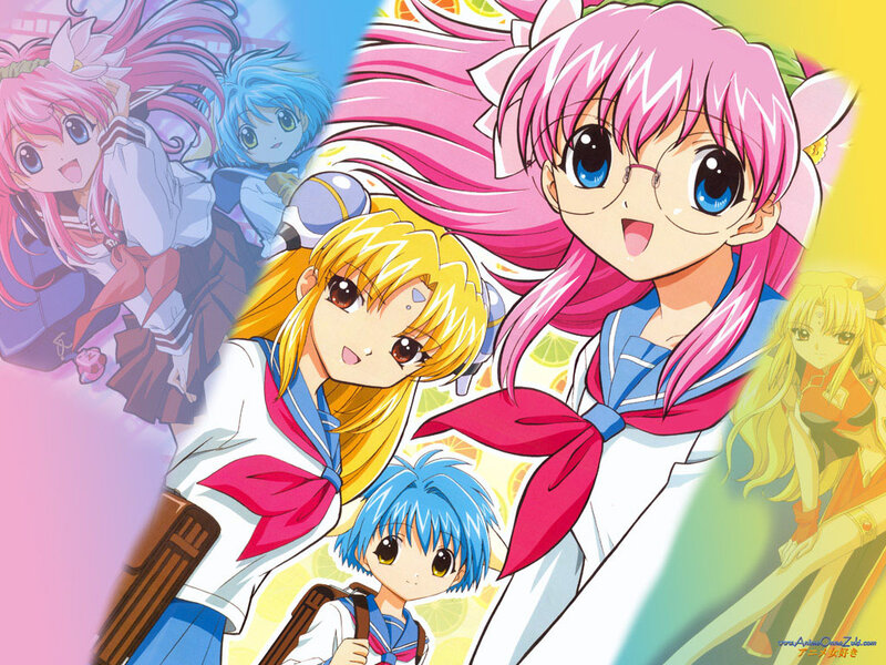 Anime Girls in School Uniforms — Pink, Cheerful, School Uniforms