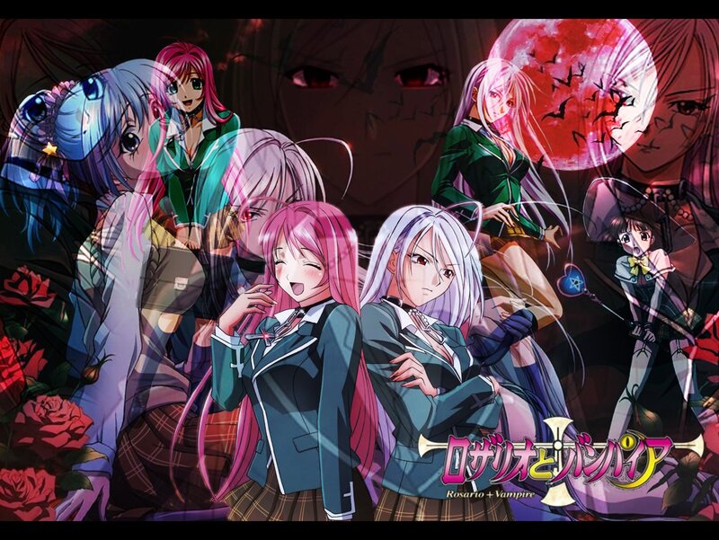 Anime Girls in School Uniforms — Pink, Dramatic, Night