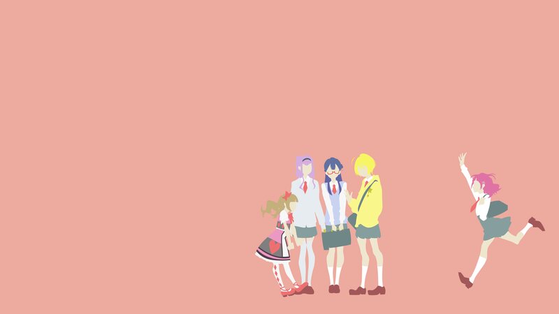 Anime Girls in School Uniforms — Pink, Playful, Digital Art