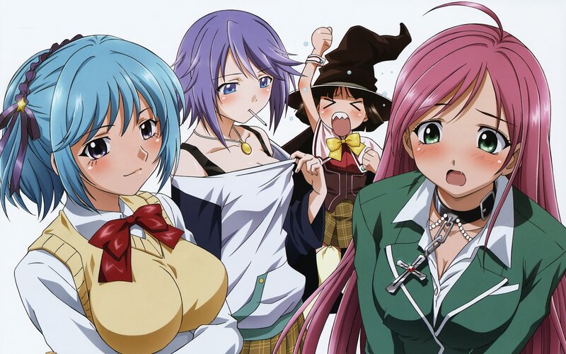 Anime Girls in School Uniforms — Pink, Playful, School Uniform, Witch Hat