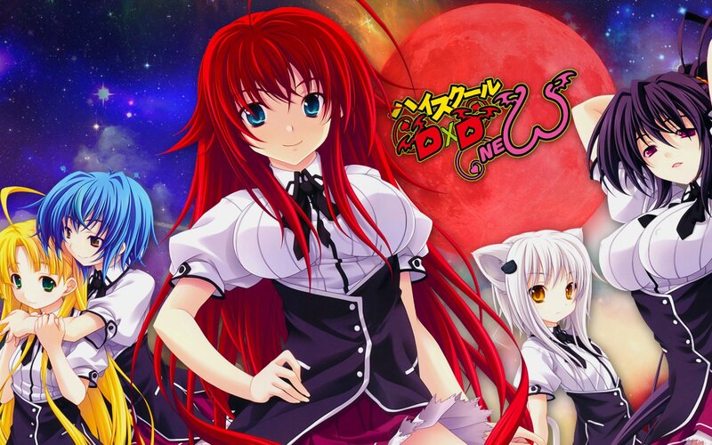 Anime Girls in School Uniforms — Red, Dramatic, Night
