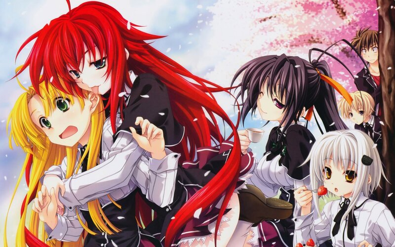 Anime Girls in School Uniforms — Red, Peaceful