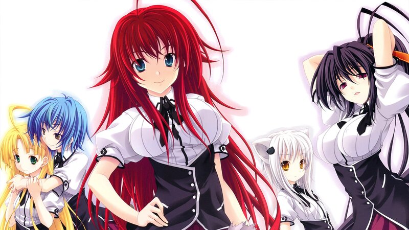Anime Girls in School Uniforms — Red, Playful