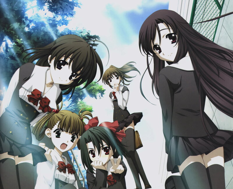 Anime Girls in School Uniforms — White, Bright