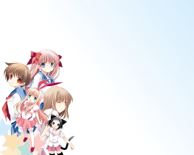 Anime Girls in School Uniforms — White, Cheerful, School Uniform, Cat Ears