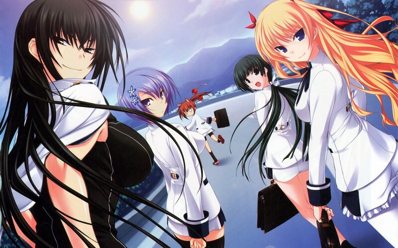 Anime Girls in School Uniforms — White, Dramatic, Afternoon, Manga