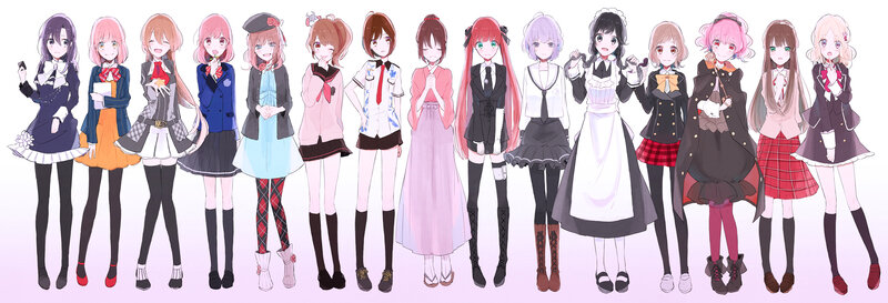 Anime Girls in School Uniforms — White, Neutral