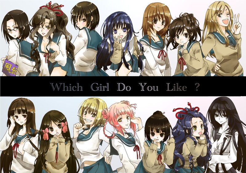Anime Girls in School Uniforms — White, Playful, School Uniform, Sailor Collar