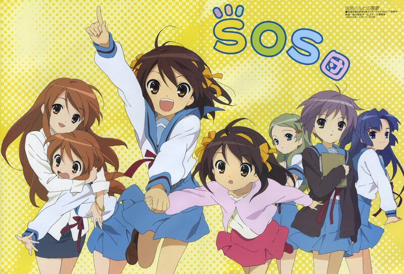 Anime Girls in School Uniforms — Yellow, Energetic, School Uniform, Text