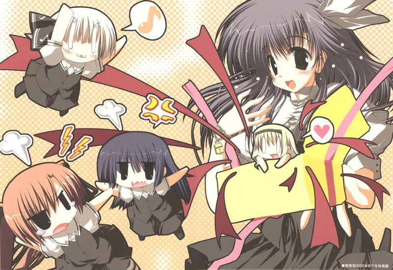 Anime Girls in School Uniforms — Yellow, Playful, Manga