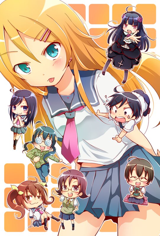Anime Girls in School Uniforms — Yellow, Playful, School Uniform, Chibi Characters