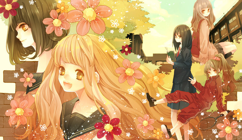 Anime Girls in Schoolyard