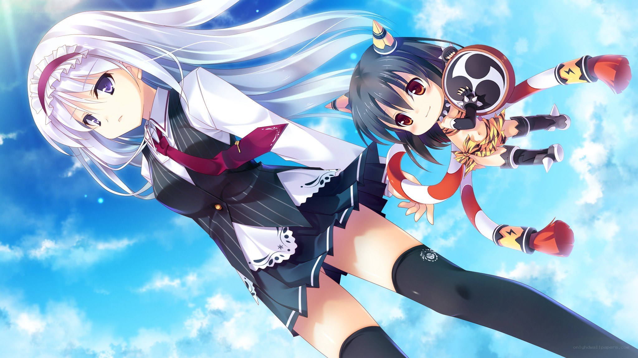 anime girls in sky