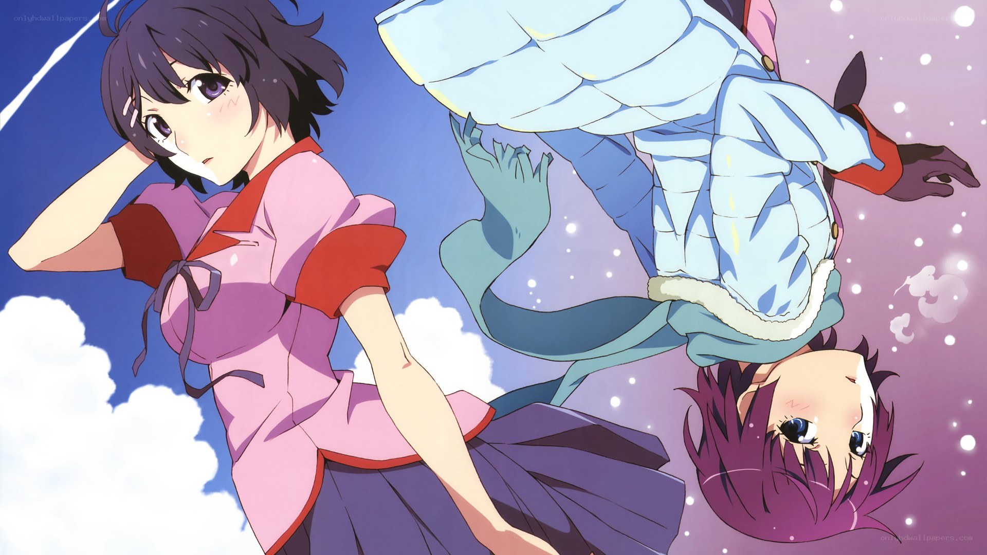 anime girls in sky