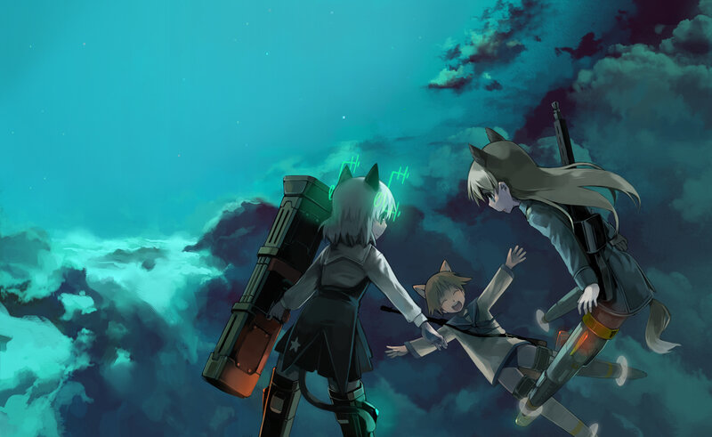 Anime girls in sky battle