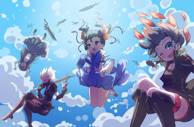 Anime Girls in Sky — Blue, Playful
