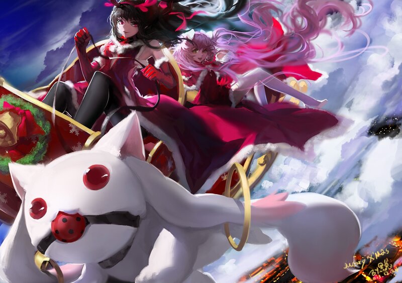 Anime Girls in Sleigh — Red
