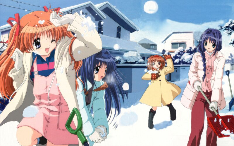 Anime Girls in Snow — White