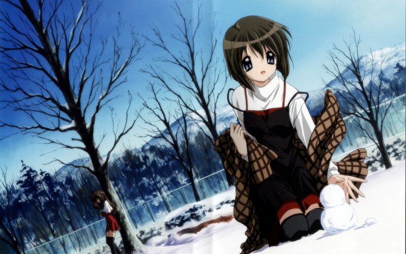 Anime girls in snowy landscape