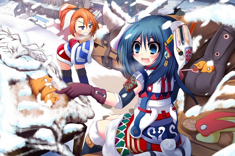 Anime girls in snowy landscape