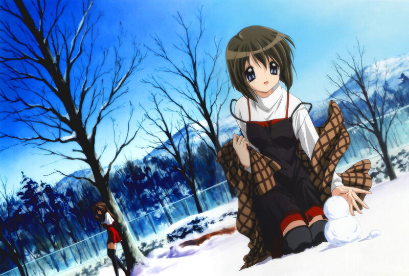 Anime girls in snowy landscape