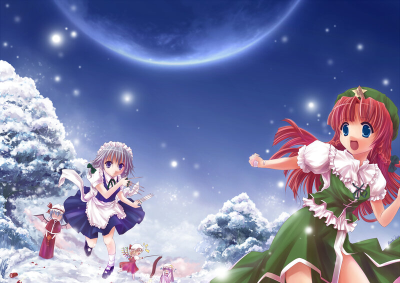 Anime girls in snowy landscape