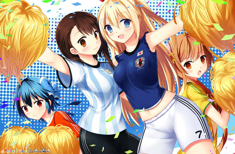 Anime Girls in Soccer Jerseys — Blue