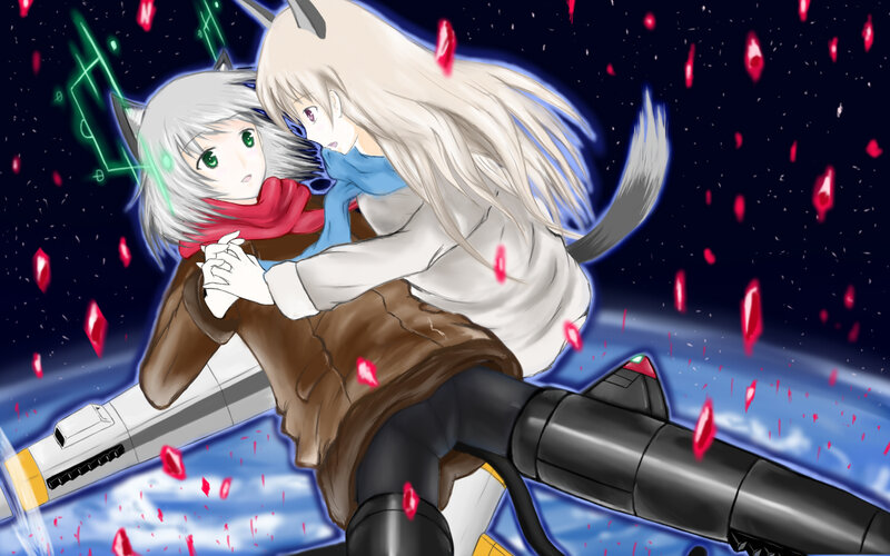 Anime girls in space battle