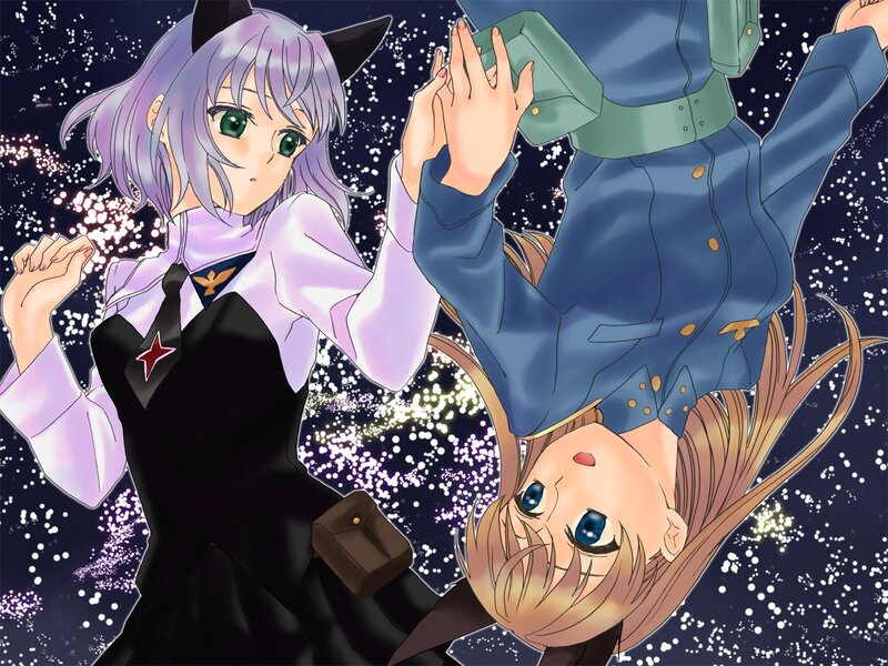 Anime girls in starry night