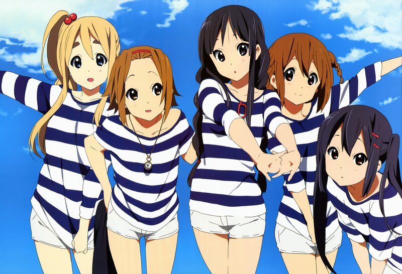 anime girls in striped shirts