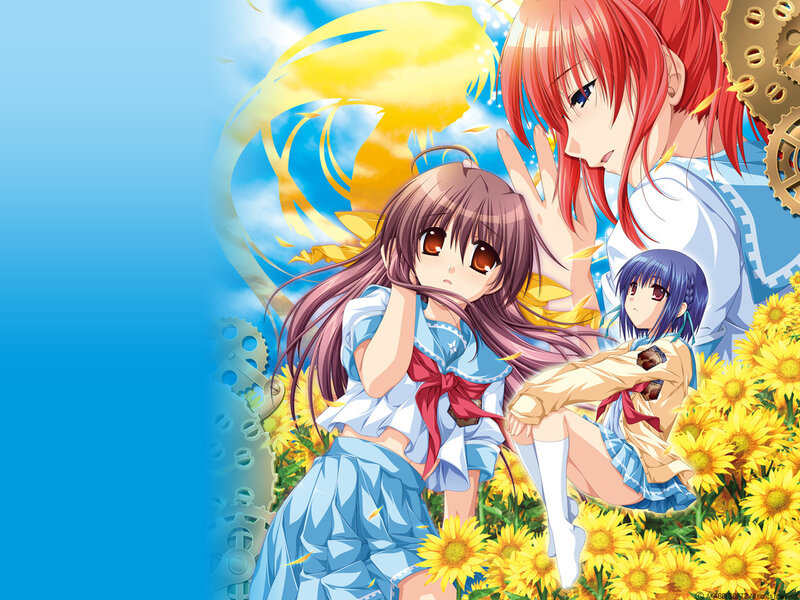 Anime girls in sunflower field