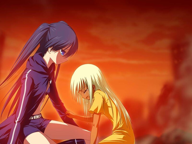 Anime girls in sunset