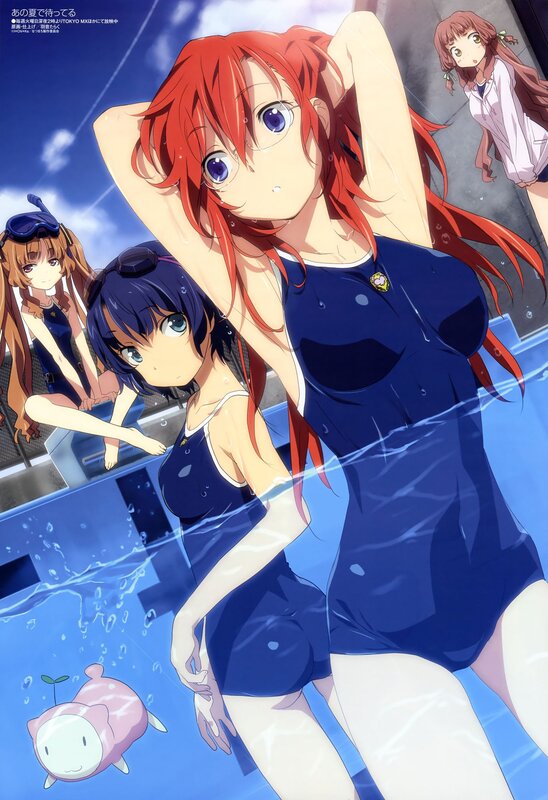 anime girls in swimsuits at pool