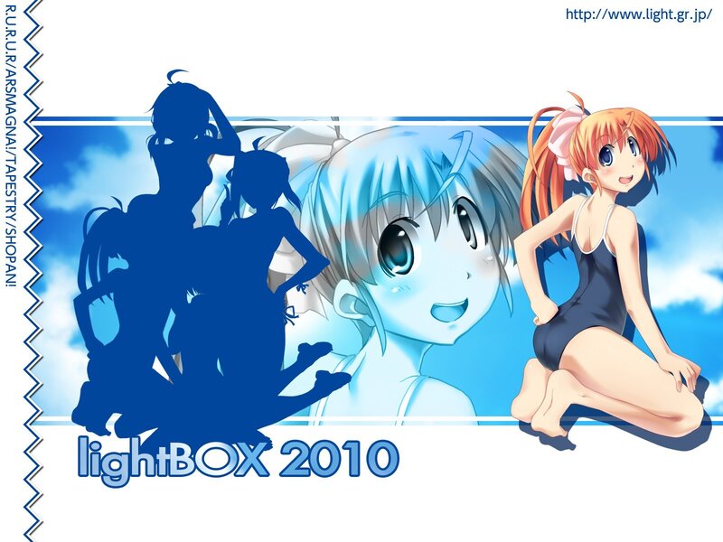 Anime Girls in Swimsuits — Blue, Cheerful, Summer, Silhouette