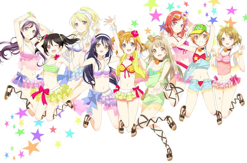 Anime Girls in Swimsuits — Pink, Cheerful, Energetic