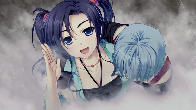 anime girls in the rain