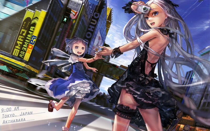 Anime girls in Tokyo city