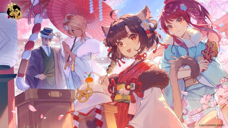 Anime Girls in Traditional Clothing — Pink