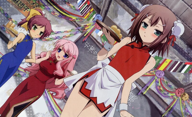 anime girls in traditional dresses