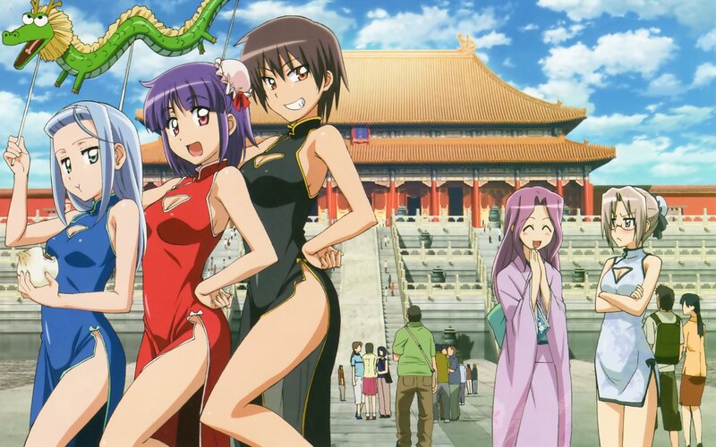 Anime girls in traditional dresses