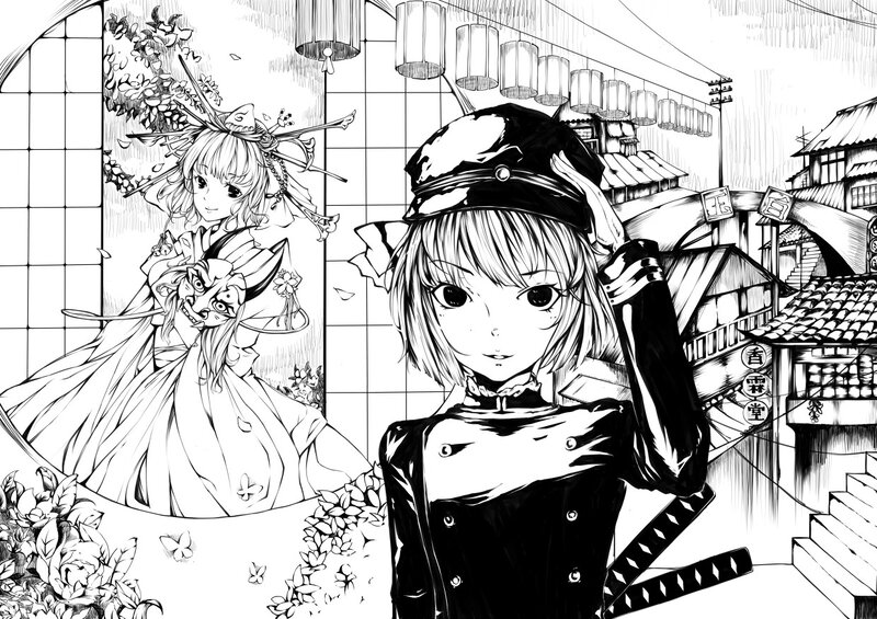 anime girls in traditional setting