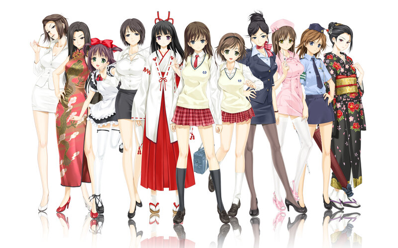 anime girls in various outfits