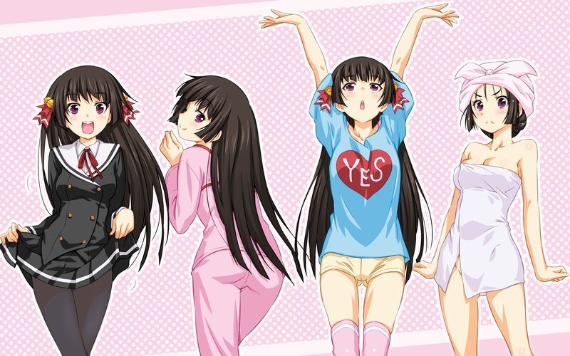 anime girls in various outfits