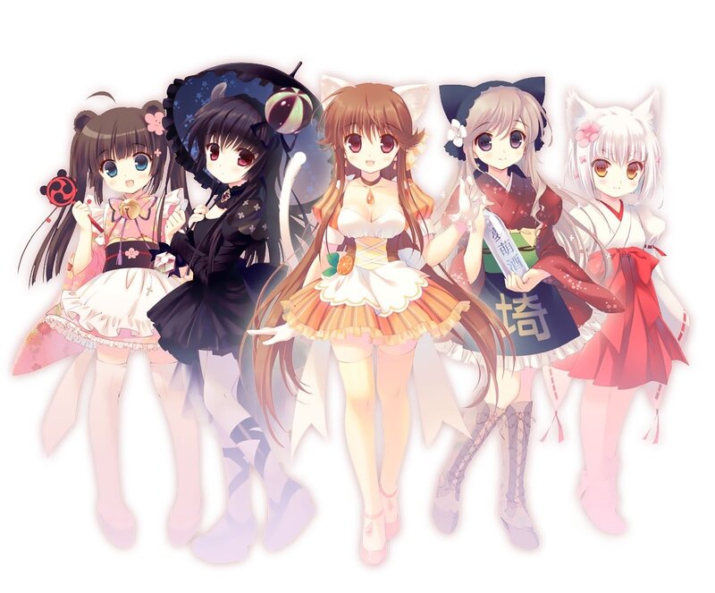anime girls in various outfits