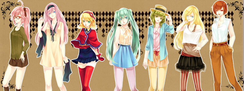 anime girls in various outfits