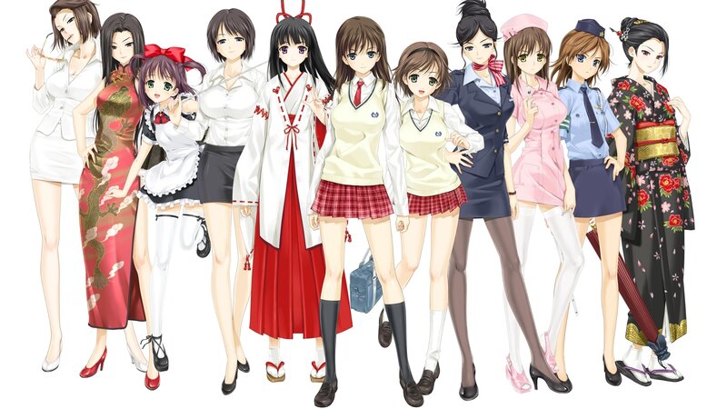 anime girls in various outfits