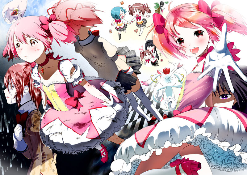 Anime girls in various outfits