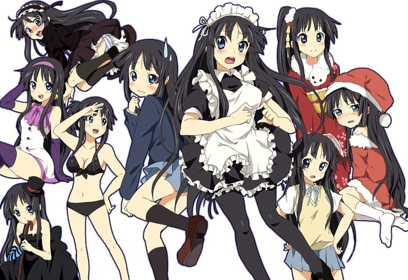 Anime Girls in Various Outfits — Black